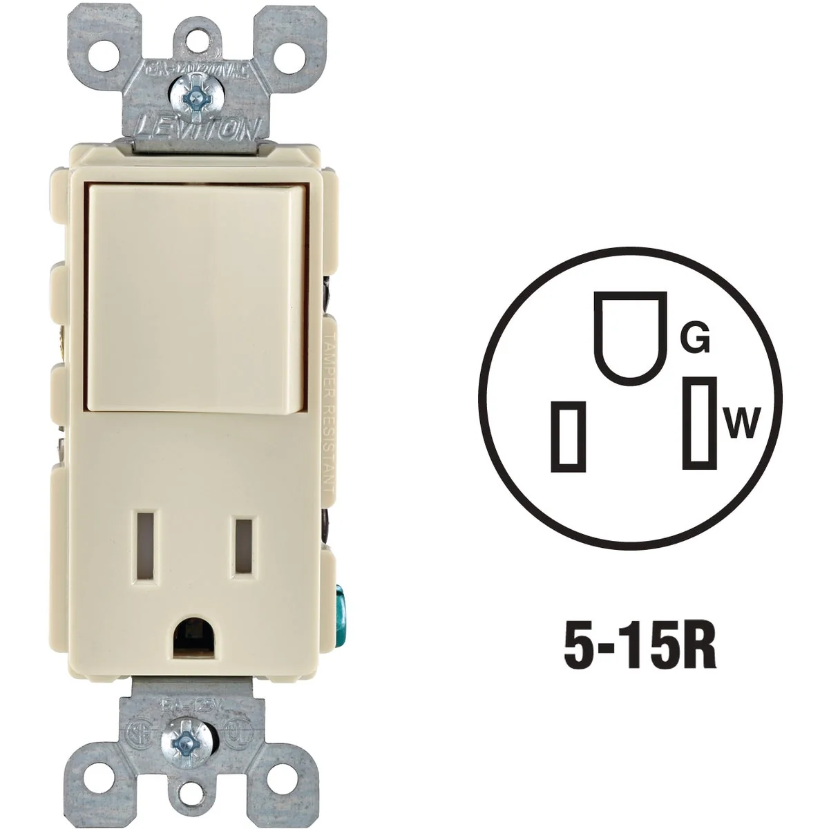 Casual Leviton Decora Almond 15A Switch Outlet World-Class