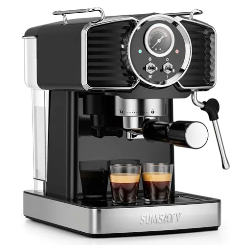 Trendy 20 Bar Espresso Machine Retro with Powerful Milk Frother Easy-to-Use