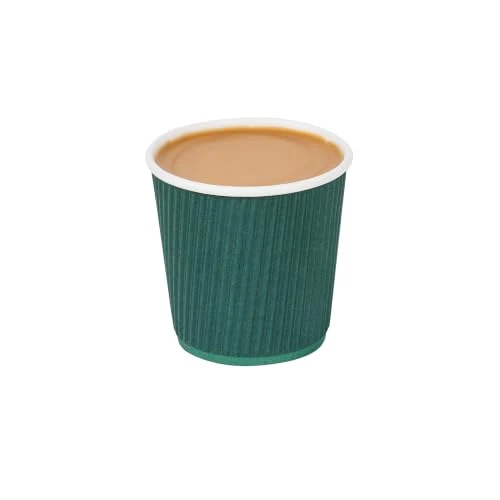Soft Ripple Wall Coffee Cups 500 Count 4 Ounce Insulated Forest Green Paper Cups Certified