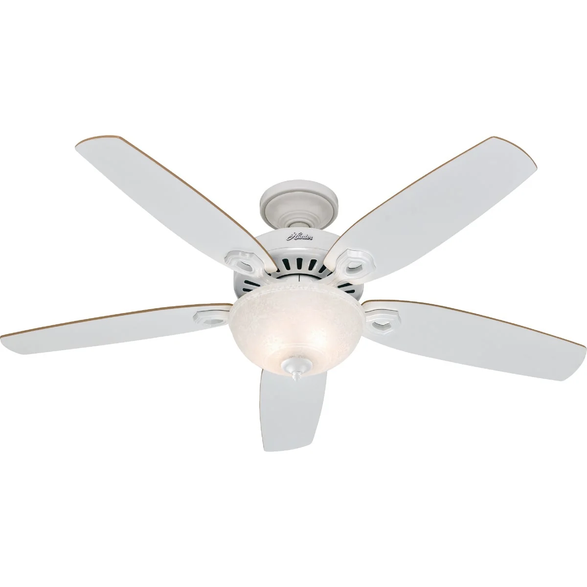 Classic Hunter Builder Deluxe 52 In. White Ceiling Fan with Light Kit Next-Generation