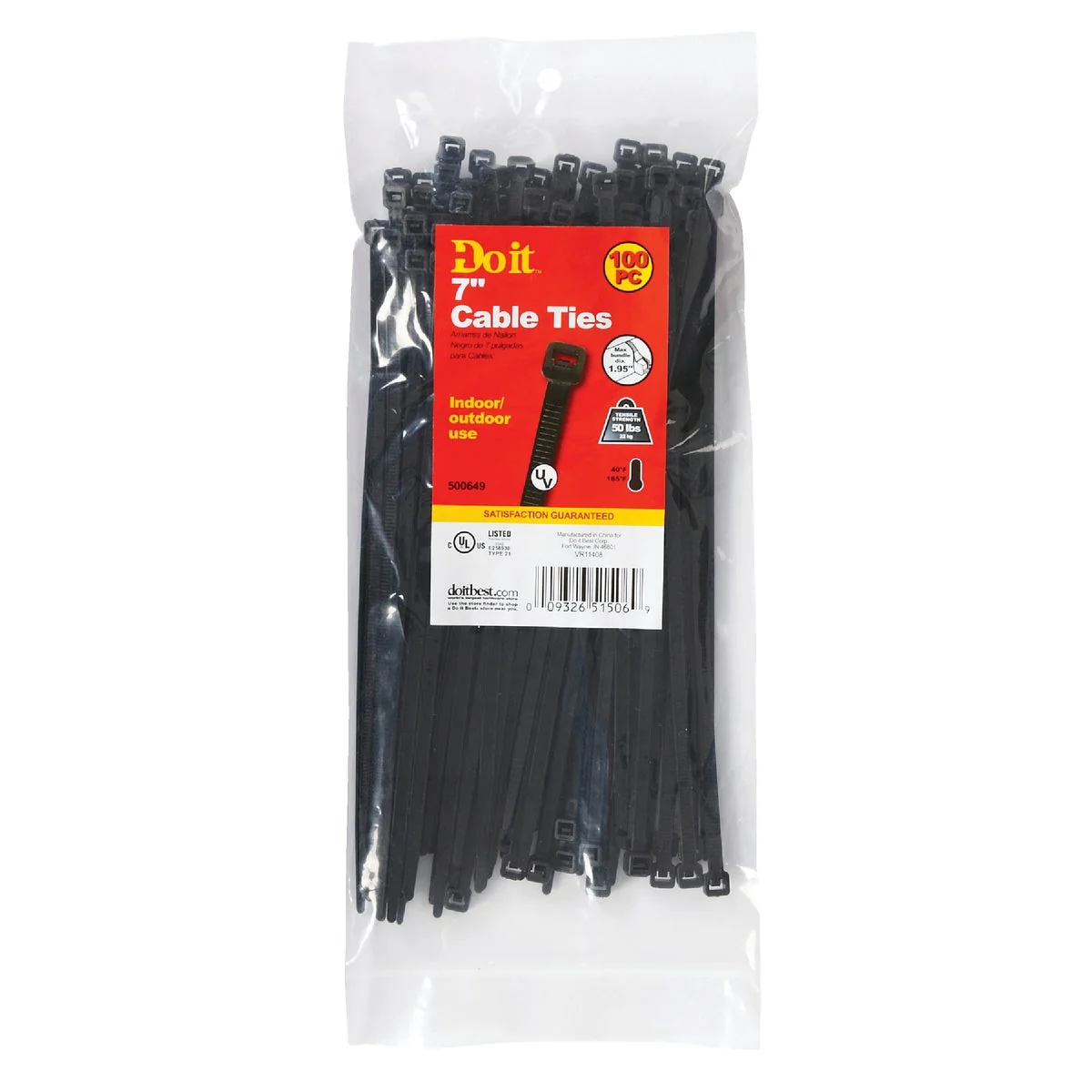 Stylish Do it 7 In. x 0.189 In. Black Molded Nylon Weather Resistant Cable Tie 100-Pack First-Class