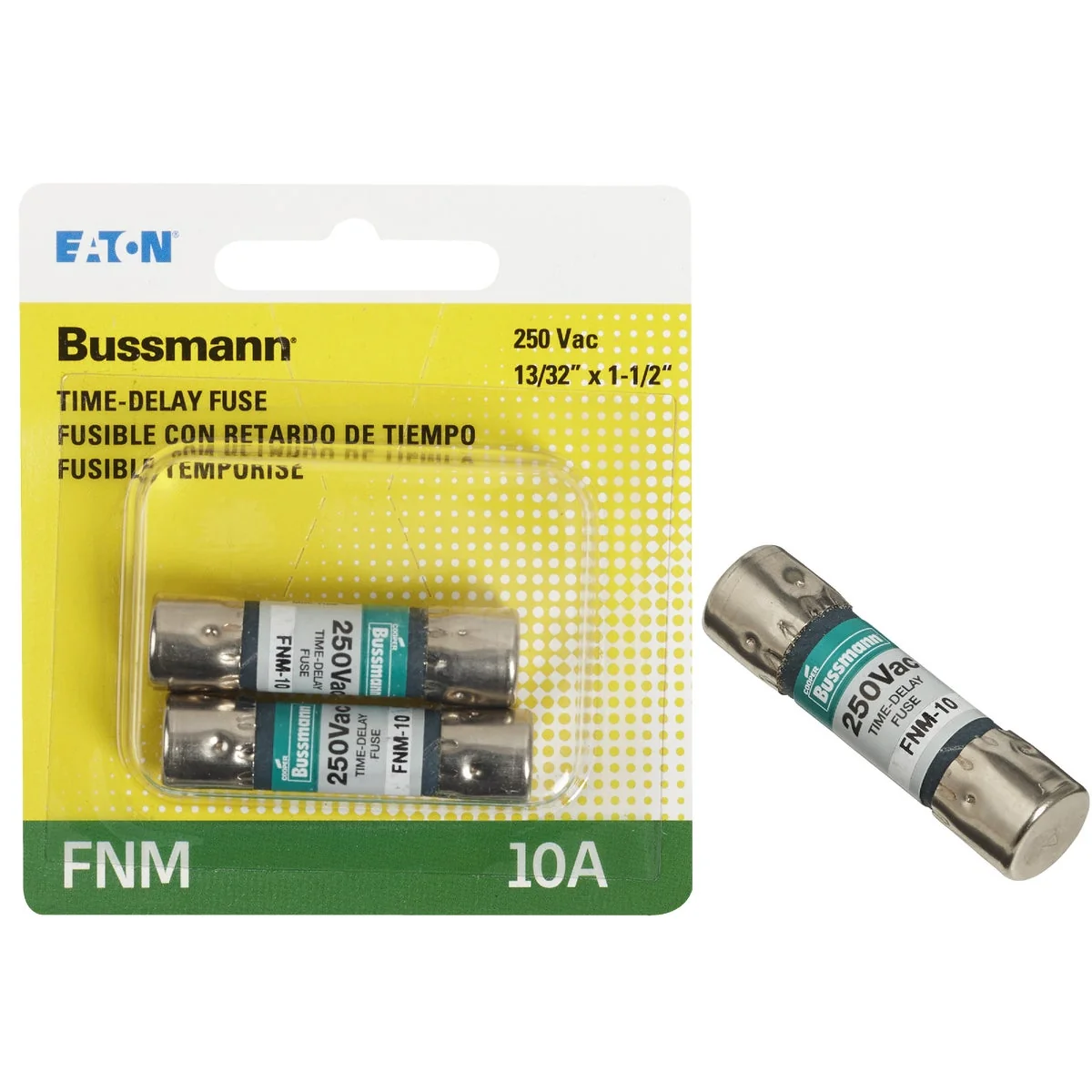 Sophisticated Bussmann 10A Fusetron FNM Cartridge General Purpose Time Delay Cartridge Fuse 2-Pack Premium