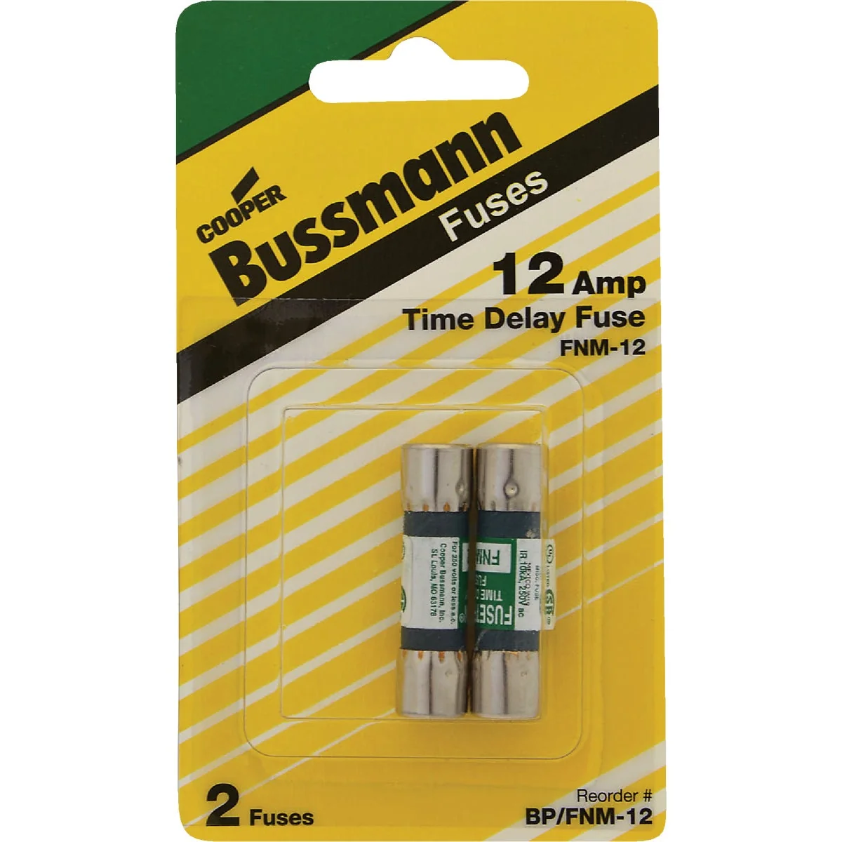 Exceptional Bussmann 12A Fusetron FNM Cartridge General Purpose Time Delay Cartridge Fuse 2-Pack Traditional