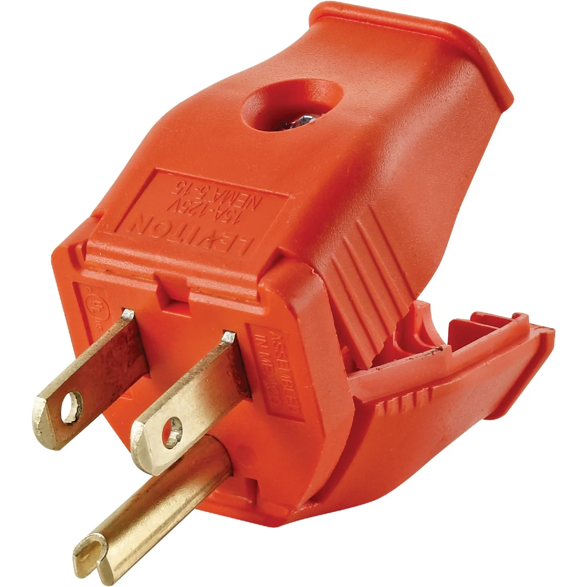 Breathable Leviton 15A 125V 3-Wire 2-Pole Clamp Tight Cord Plug Orange Easy-to-Use
