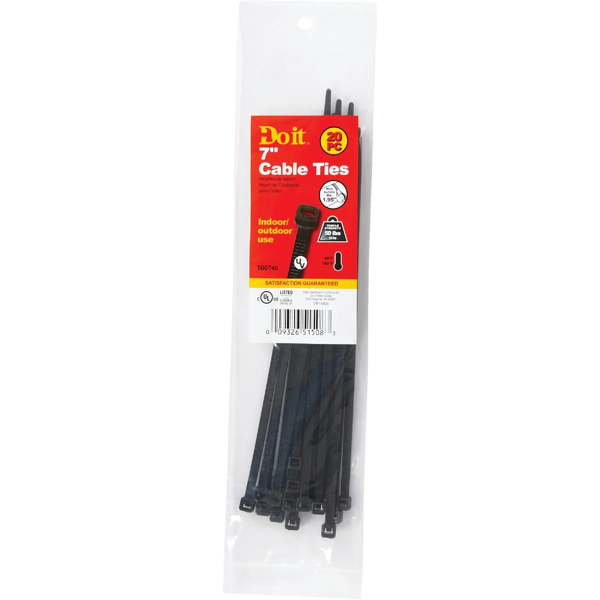 Long-Lasting Do it 7 In. x 0.189 In. Black Molded Nylon Weather Resistant Cable Tie 20-Pack Powerful
