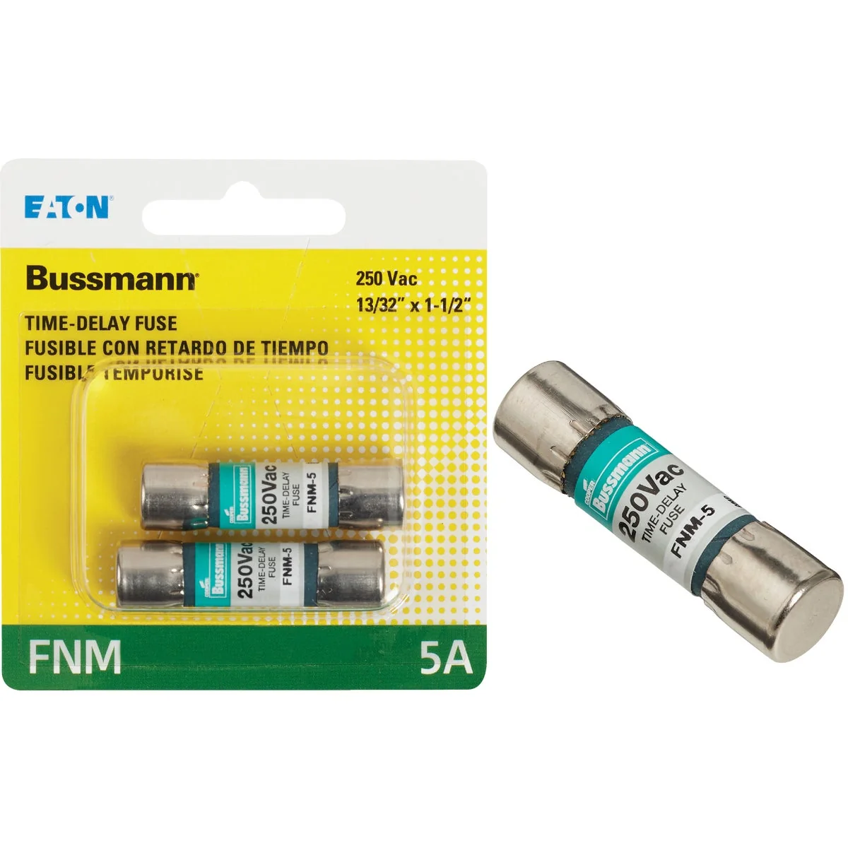 Comfortable Bussmann 5A Fusetron FNM Cartridge General Purpose Time Delay Cartridge Fuse 2-Pack Healthy