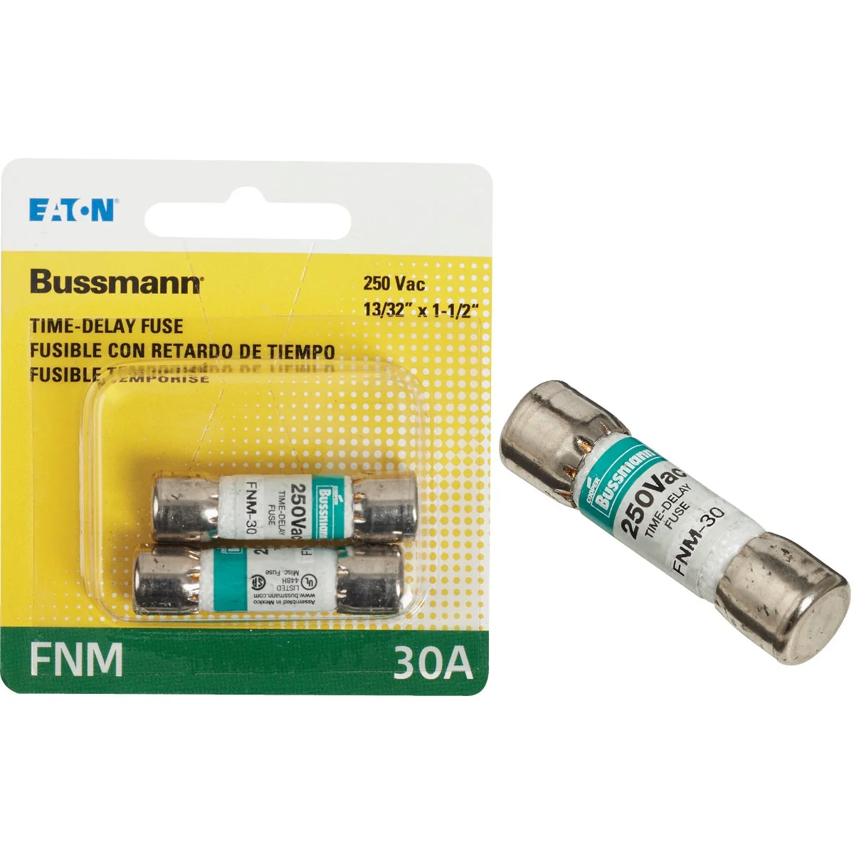 Durable Bussmann 30A Fusetron FNM Cartridge General Purpose Time Delay Cartridge Fuse 2-Pack Sustainable