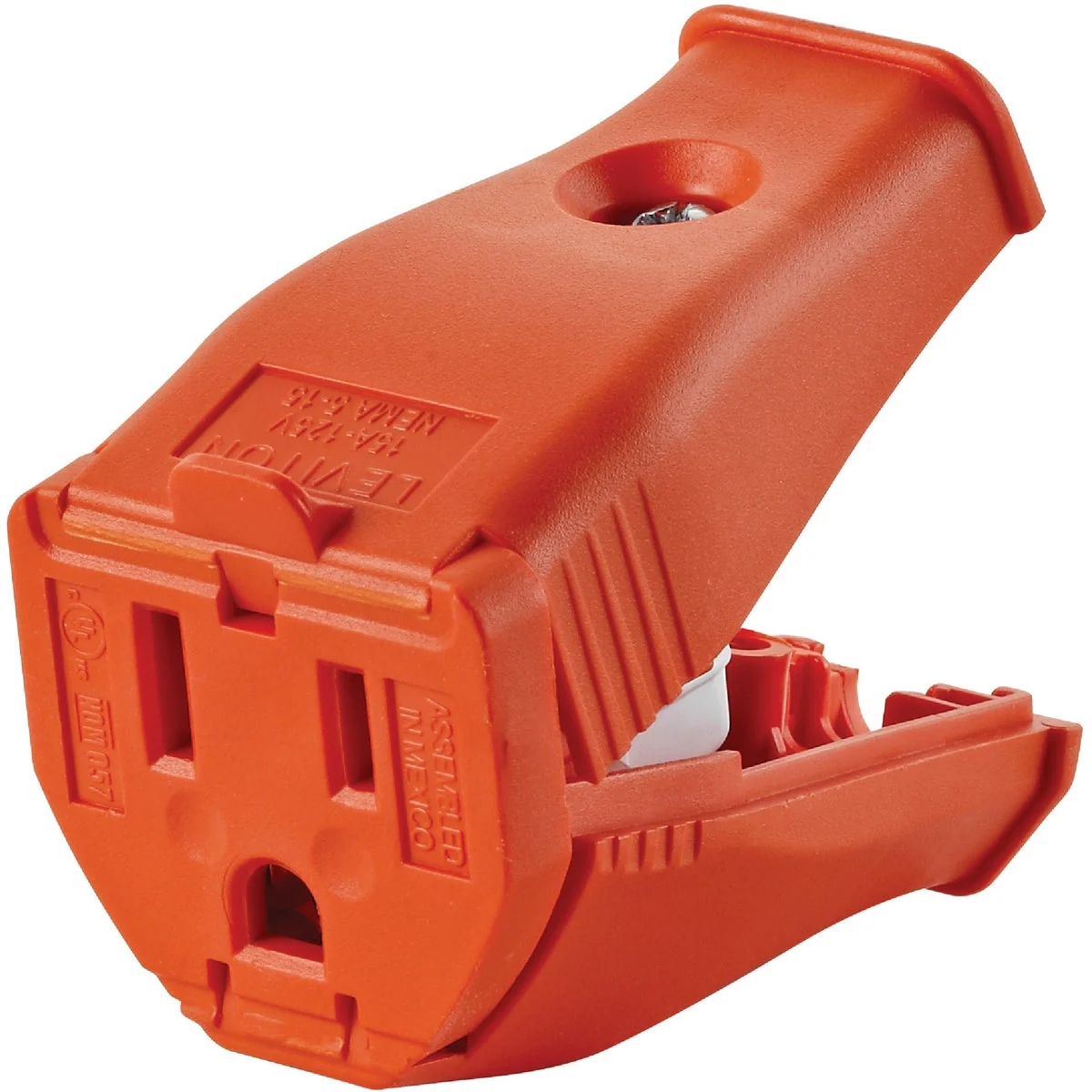 First-Class Leviton 15A 125V 3-Wire 2-Pole Clamp Tight Cord Connector Orange Certified