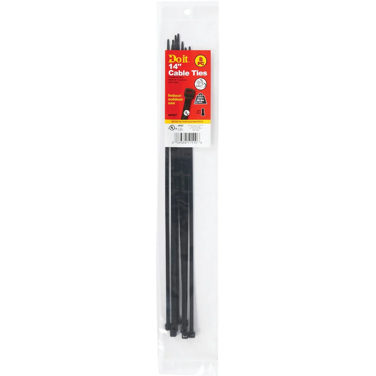 Healthy Do it 14 In. x 0.189 In. Black Molded Nylon Weather Resistant Cable Tie 8-Pack Reusable