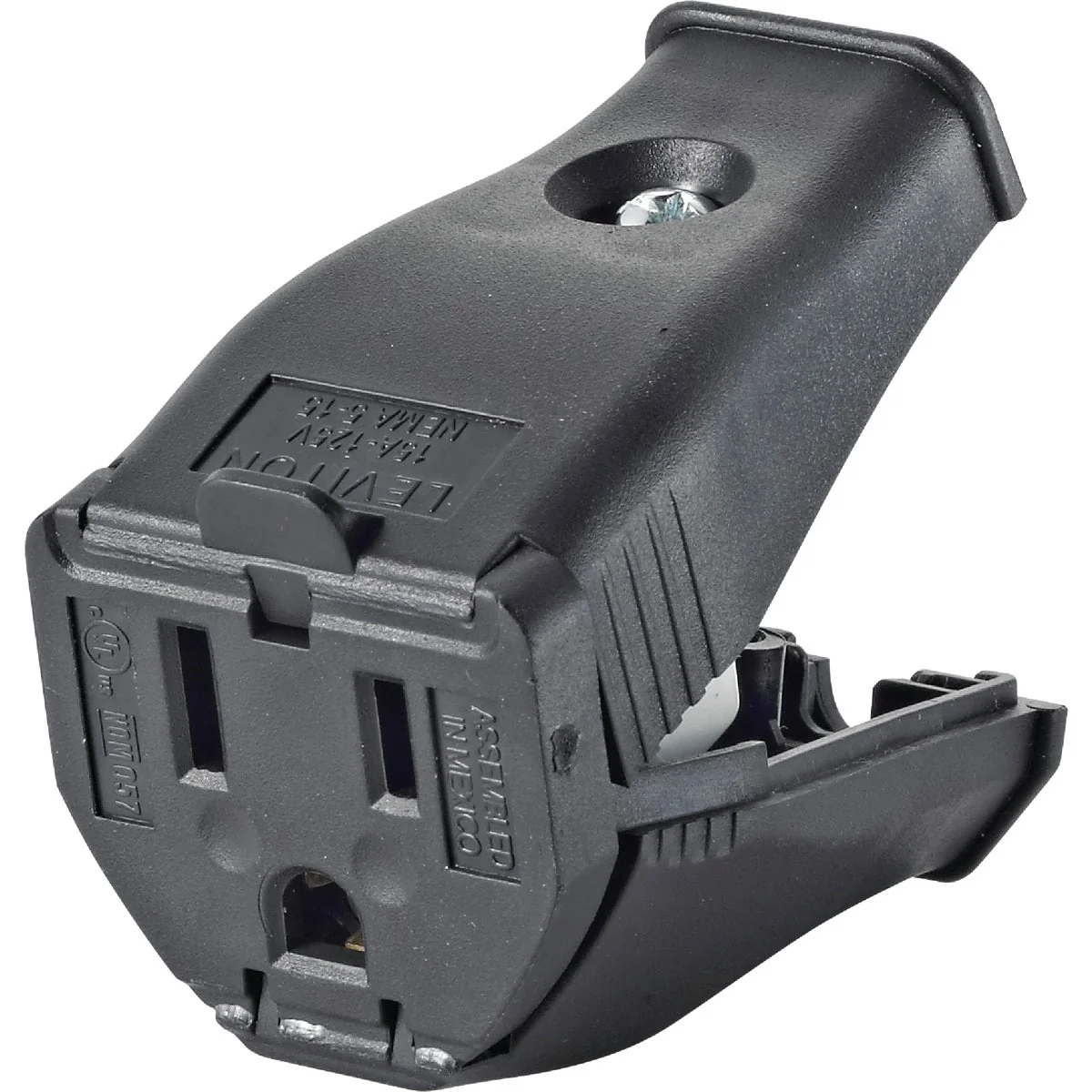 Sustainable Leviton 15A 125V 3-Wire 2-Pole Clamp Tight Cord Connector Black Versatile