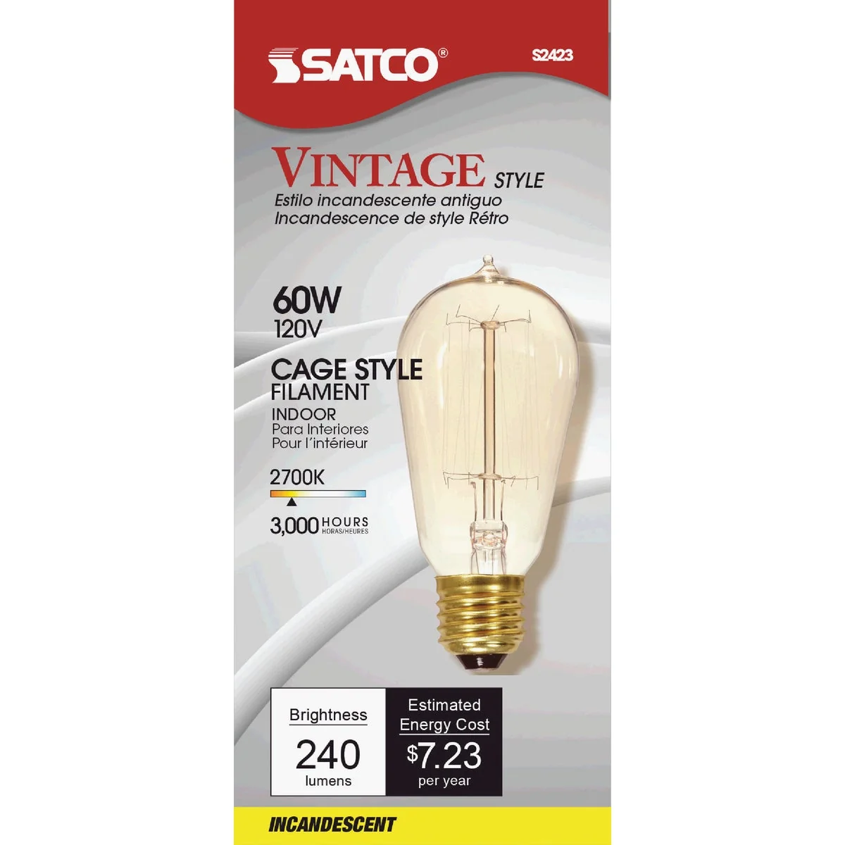 Easy-to-Use Satco 60W Clear Medium ST19 Incandescent Vintage Light Bulb Quality
