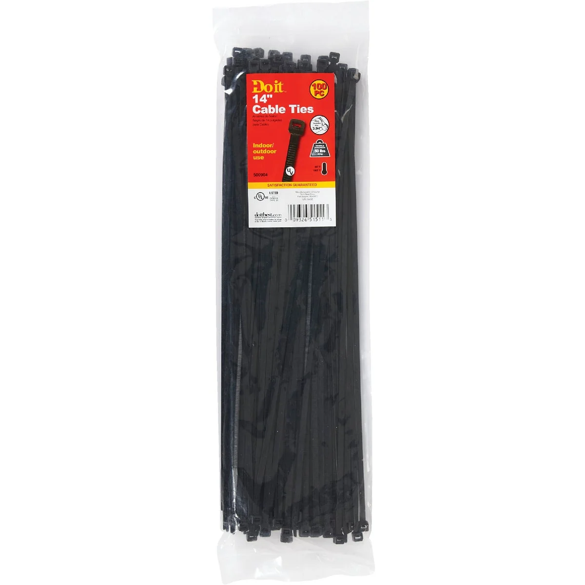 User-Friendly Do it 14 In. x 0.189 In. Black Molded Nylon Weather Resistant Cable Tie 100-Pack Enhanced