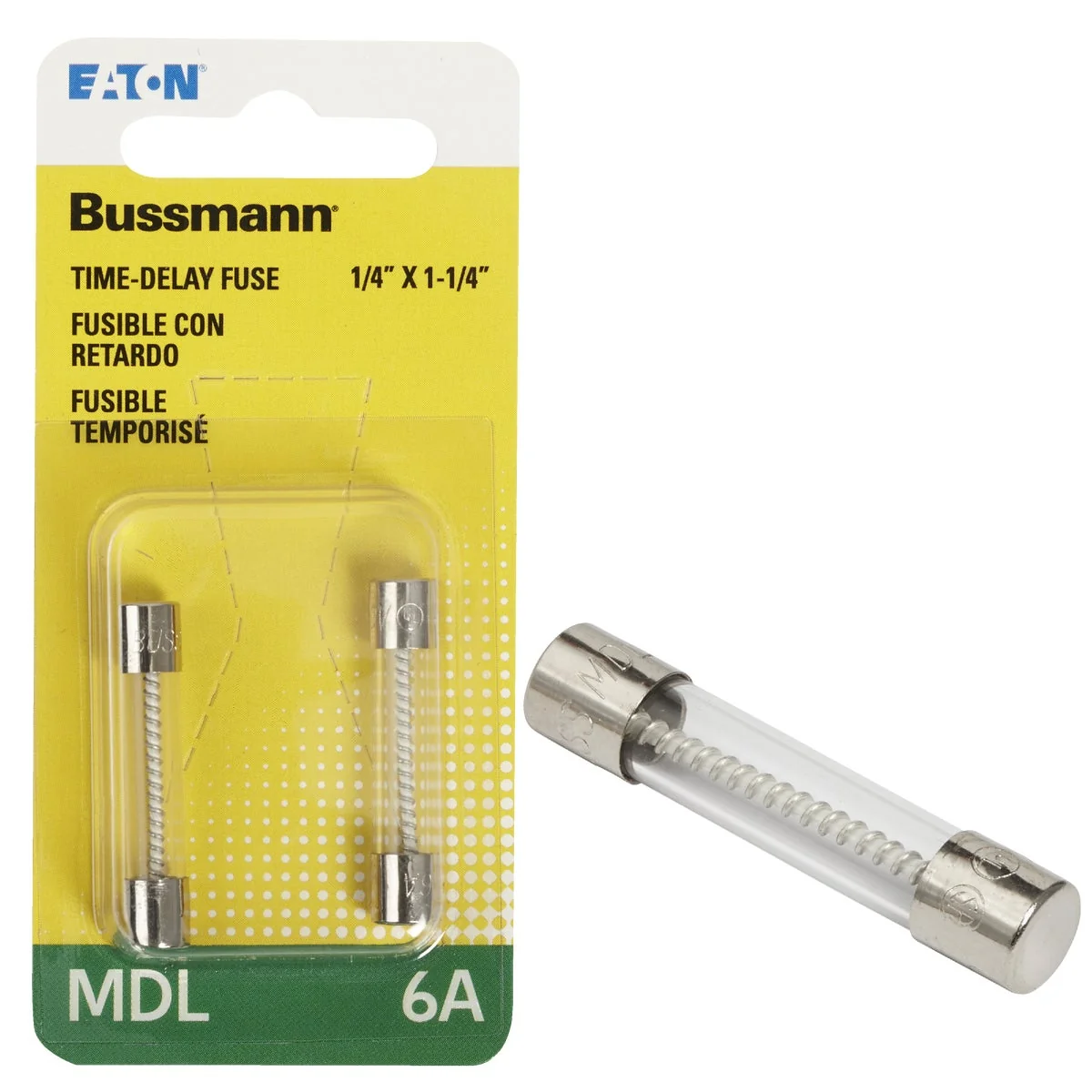 Classic Bussmann 6A MDL Glass Tube Electronic Fuse 2-Pack Authentic