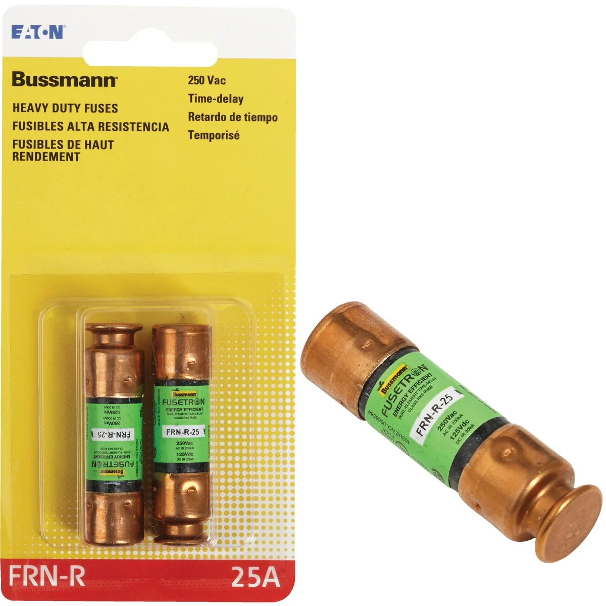 Breathable Bussmann 25A FRN-R Cartridge Heavy-Duty Time Delay Cartridge Fuse 2-Pack World-Class