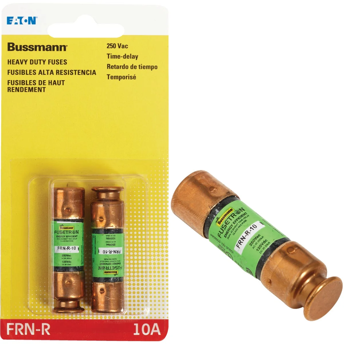 Genuine Bussmann 10A FRN-R Cartridge Heavy-Duty Time Delay Cartridge Fuse 2-Pack Elite