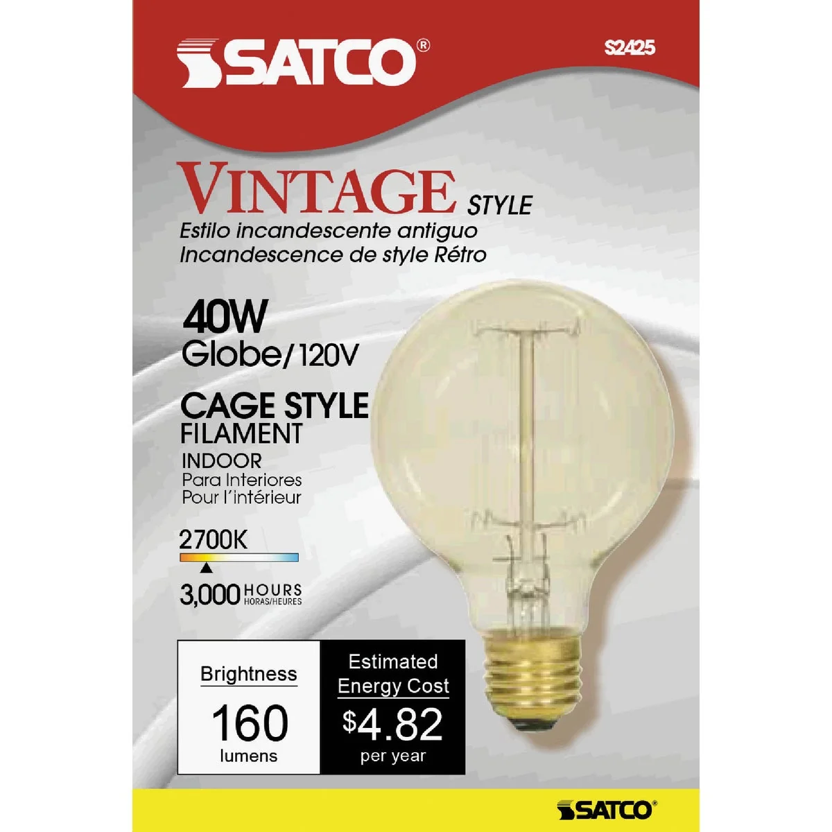 Green Satco 40W Clear Soft White Medium Base G25 Vintage Edison Cage Style Filament Incandescent Globe Light Bulb Trusted