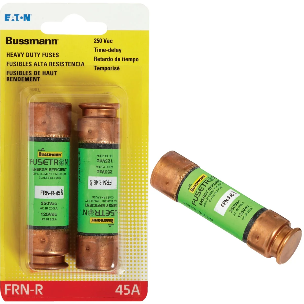 User-Friendly Bussmann 45A FRN-R Cartridge Heavy-Duty Time Delay Cartridge Fuse 2-Pack Exceptional