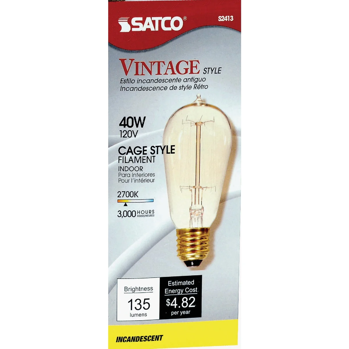 Detailed Satco 40W Clear Medium ST19 Incandescent Vintage Light Bulb Optimized