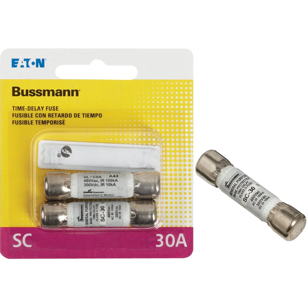 Functional Bussmann 30A Midget Cartridge Time Delay Cartridge Fuse 2-Pack Soft