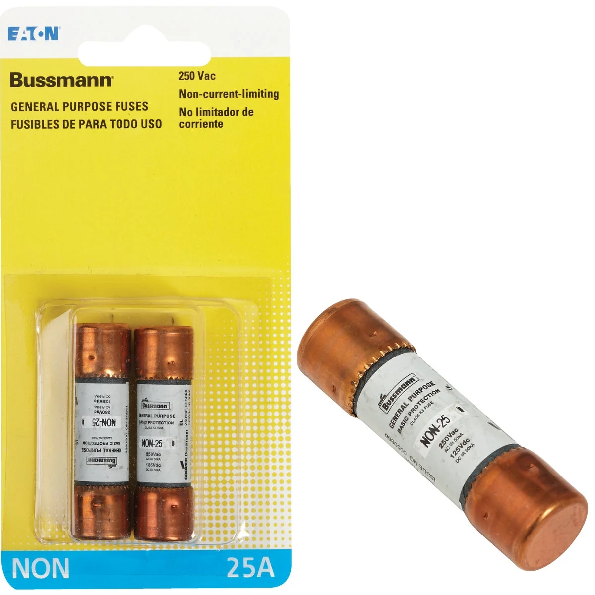 Superior Bussmann 25A NON Cartridge General Purpose Cartridge Fuse 2-Pack Functional