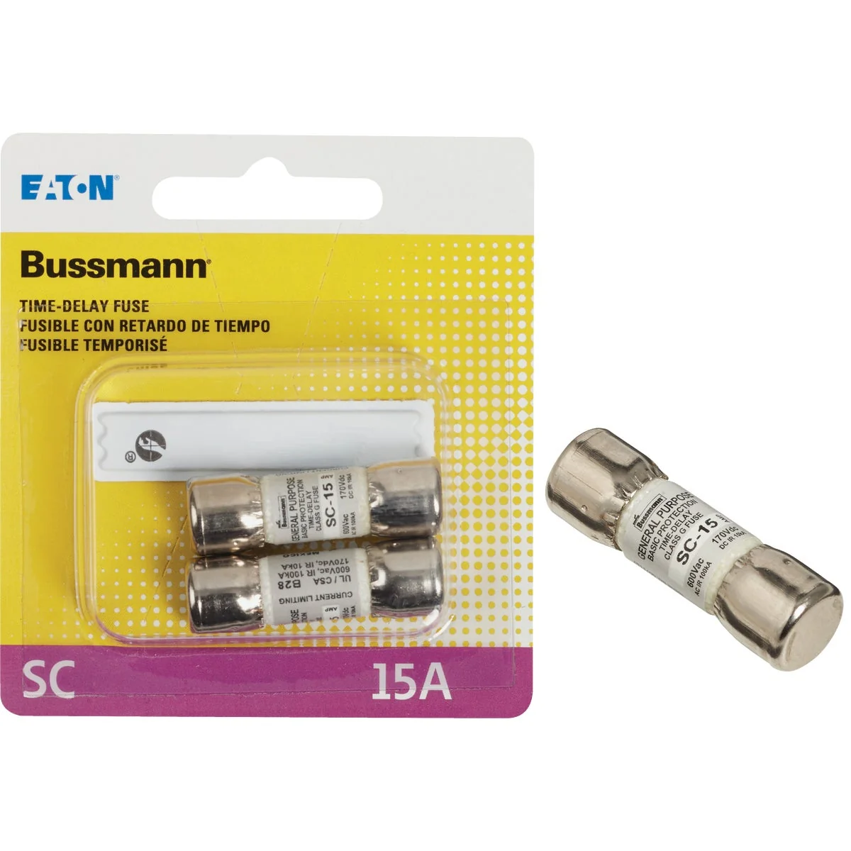 Elite Bussmann 15A Midget Cartridge Time Delay Cartridge Fuse 2-Pack Contemporary