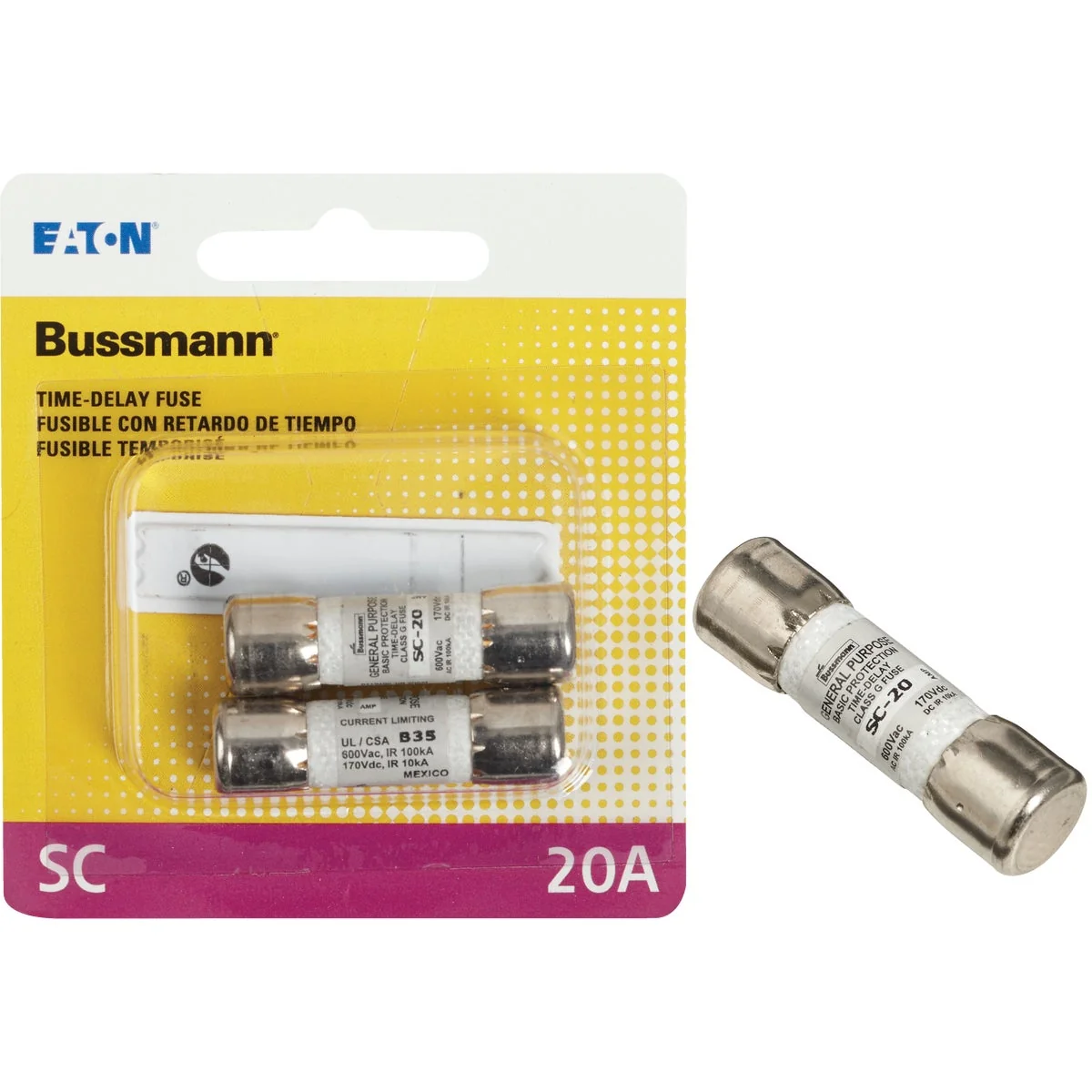 First-Class Bussmann 20A Midget Cartridge Time Delay Cartridge Fuse 2-Pack Healthy