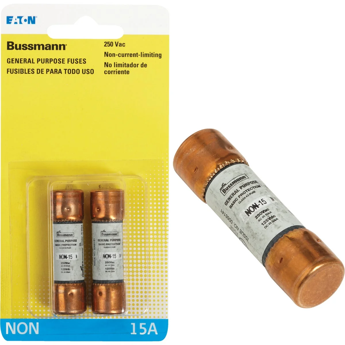 Top-Quality Bussmann 15A NON Cartridge General Purpose Cartridge Fuse 2-Pack Refined