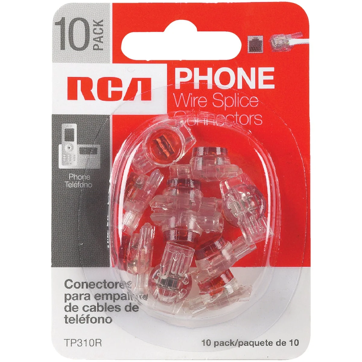 Relaxed RCA Clear Red Wire Spice Connector Phone Cord Coupler 10-Pack Premium