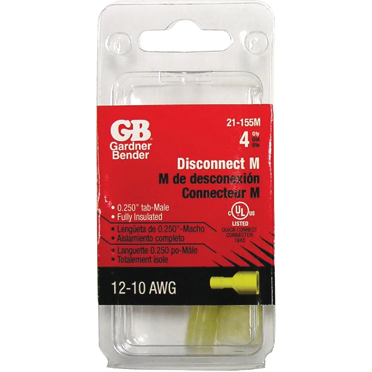 Reliable Gardner Bender 12 to 10 AWG Male Yellow Fully-Insulated Disconnect 4-Pack Authentic