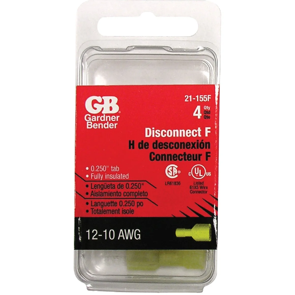 Exceptional Gardner Bender 12 to 10 AWG Female Yellow Fully-Insulated Disconnect 4-Pack Reliable