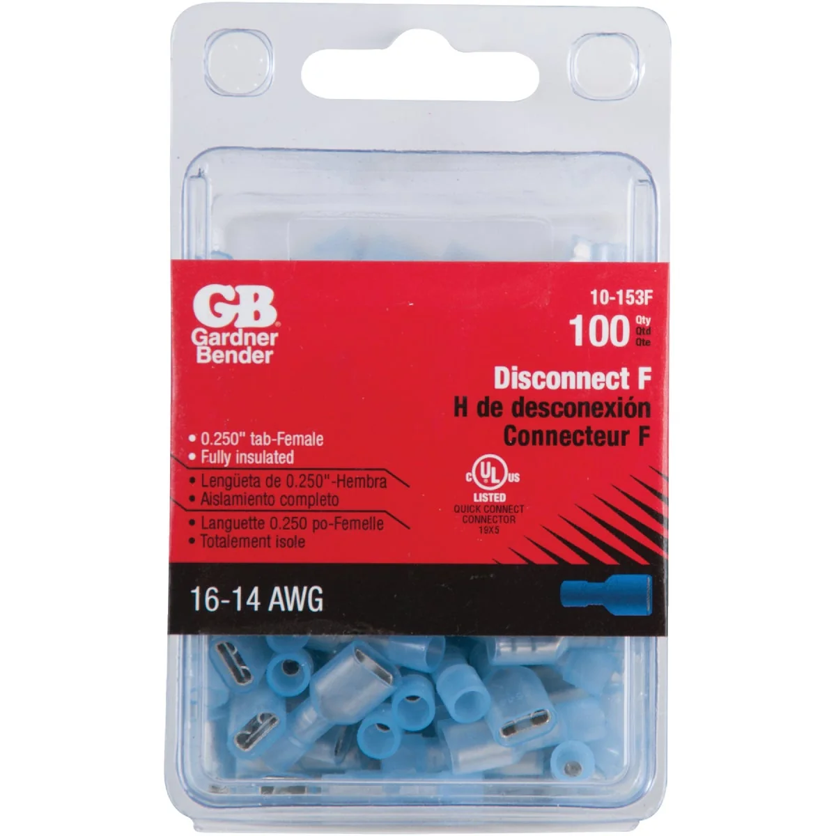 Efficient Gardner Bender 16 to 14 AWG Female Blue Fully-Insulated Disconnect 100-Pack Fashionable