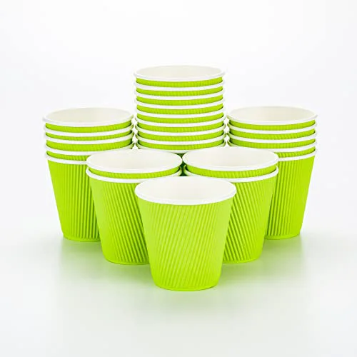 Carefully Designed Ripple Wall Coffee Cups 25 Count 8 Ounce Insulated Eco Green Paper Cups Contemporary