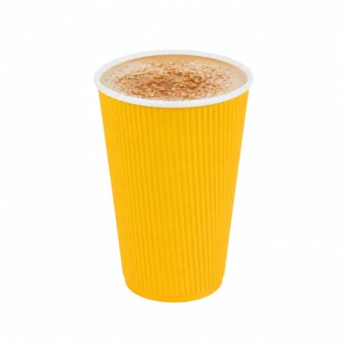 Minimalist Ripple Wall Coffee Cups 500 Count 16 Ounce Insulated Yellow Paper Cups Specialty