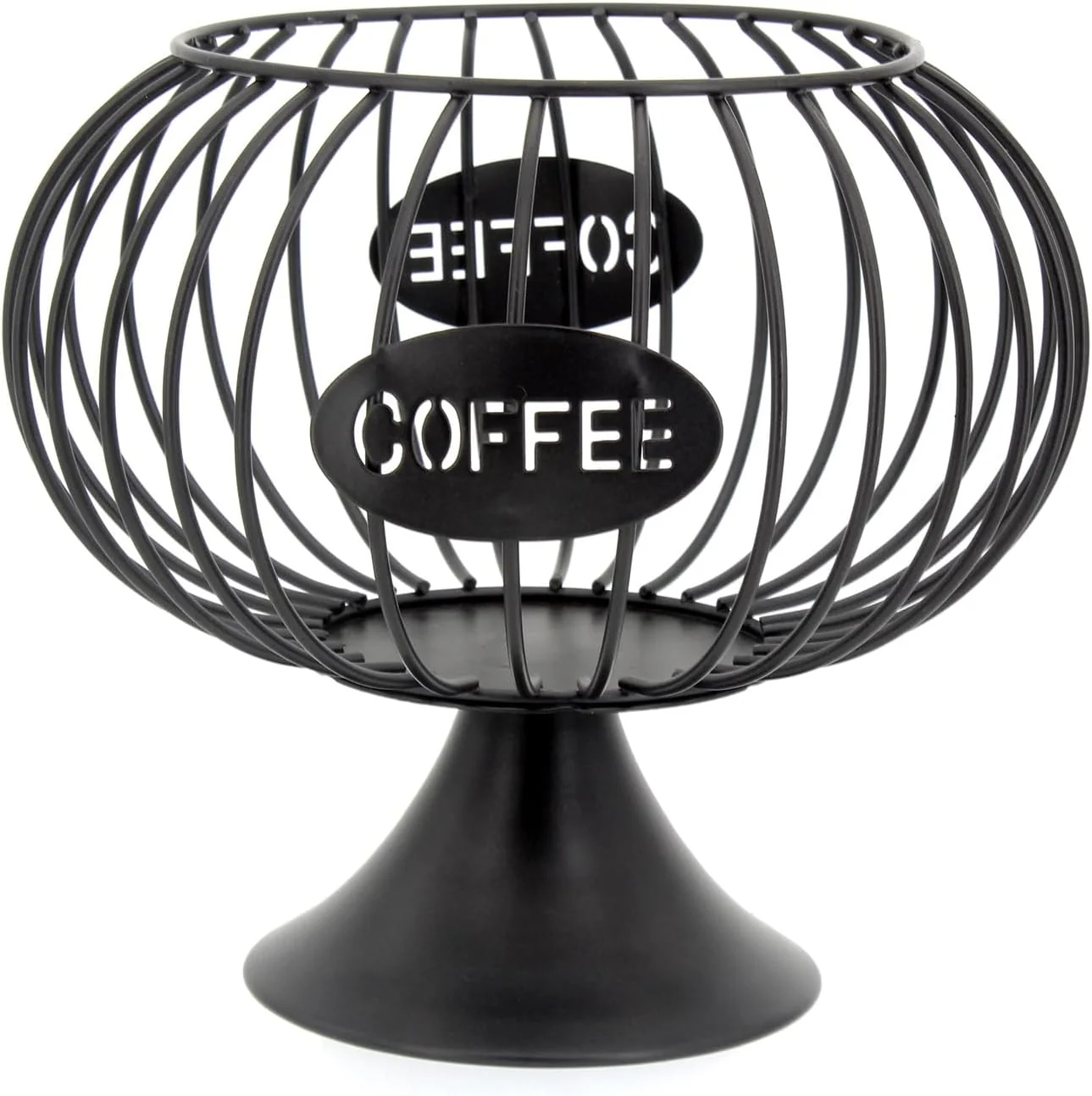 Luxury Large Capacity Coffee Pod Holder for Countertop K Cup Organizer Metal Storage Basket for Keuring Pods K Cup Storage for Capsule Creamer Coffee Bar Decor Black Excellent