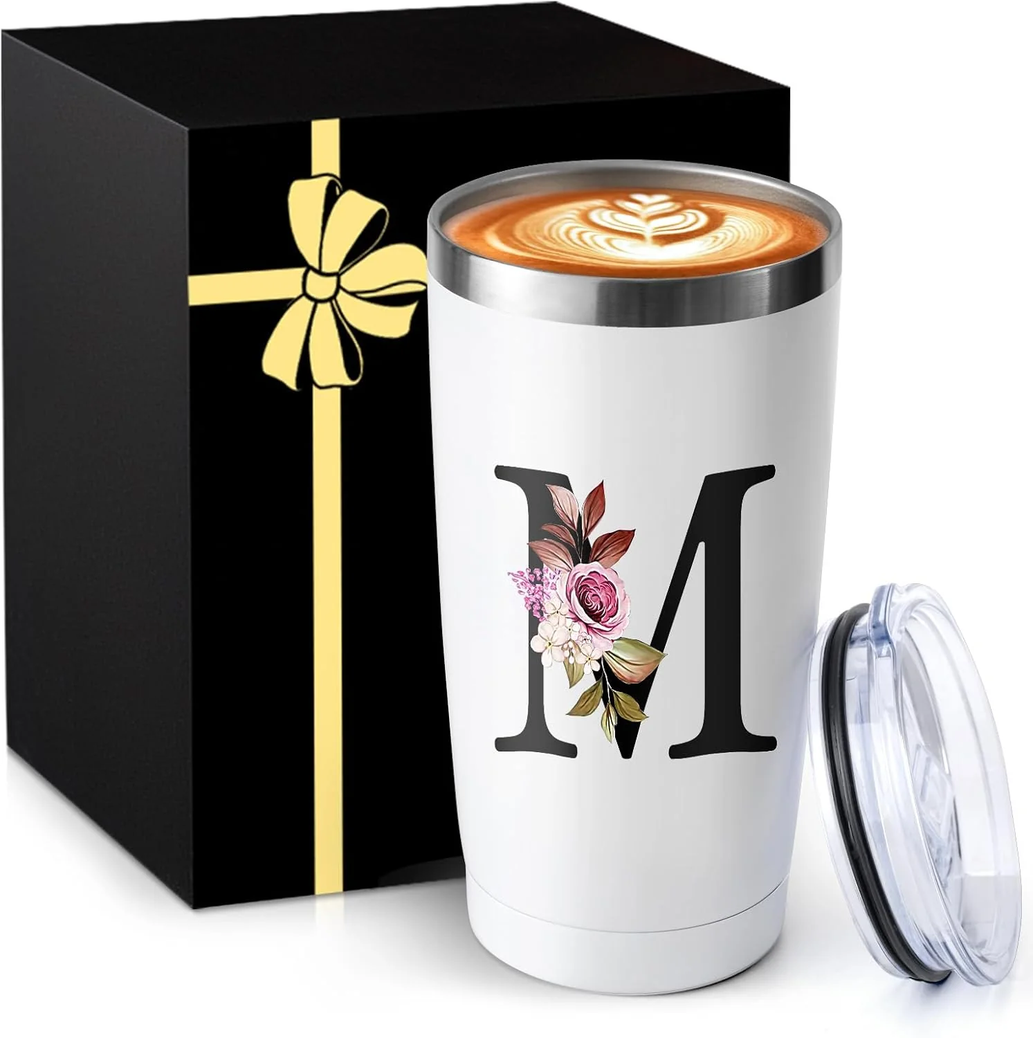 Flexible 20 Oz Insulated Coffee Cup with Lid Car Tumbler Travel Mug Women Wife Husband Happy Birthday Wedding Romantic Gift Cool Day Personalized Unique Special Cute Custom Christmas Xmas Valentines I Consistent