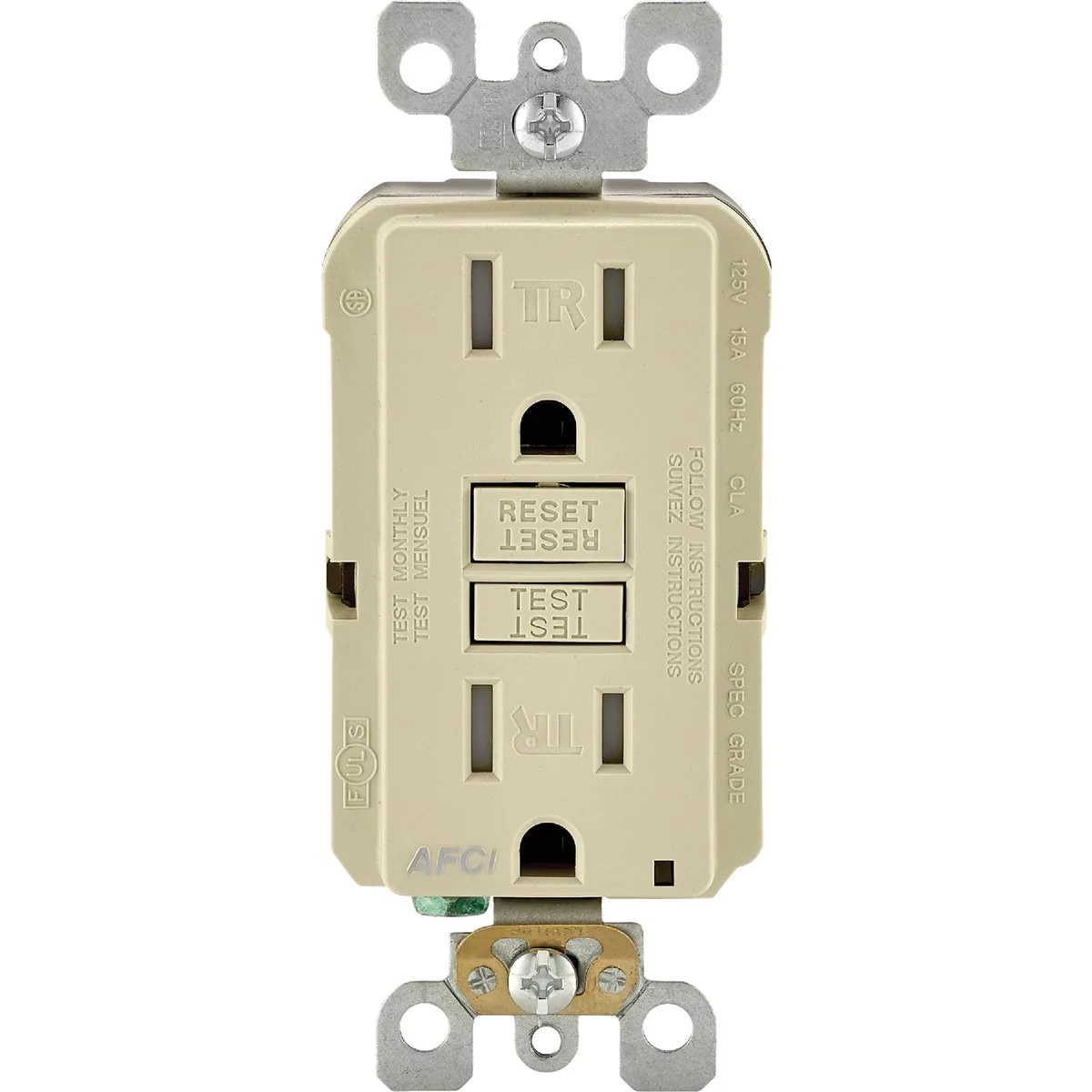 Contemporary Leviton SmartLockPro 15A Ivory Arc Fault 5-15R Duplex Outlet World-Class