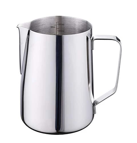 Fine 50oz Milk Frothing Pitcher Stainless Steel Cup Double Measurement Scales for Latte Art Detailed