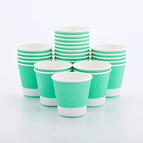 Casual Ripple Wall Coffee Cups 500 Count 8 Ounce Insulated Light Green Paper Cups Classic