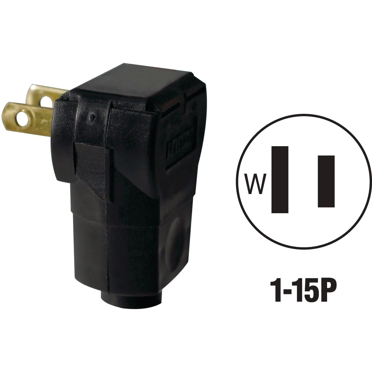 High-Quality Leviton 15A 125V 2-Wire 2-Pole Angle Cord Plug Black Reusable