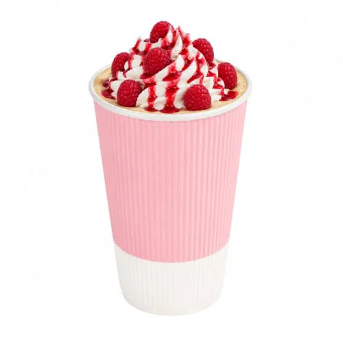 Optimized Ripple Wall Coffee Cups 500 Count 16 Ounce Insulated Light Pink Paper Cups First-Class