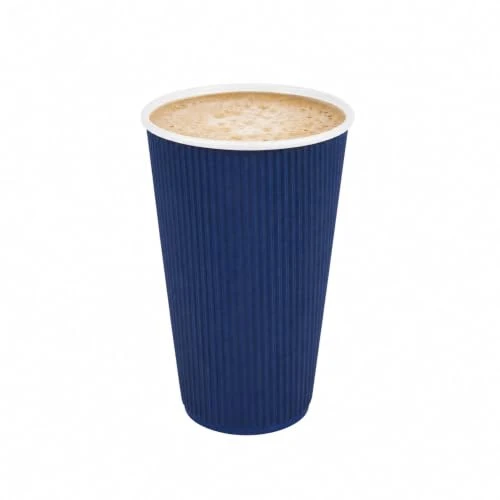 Superior Ripple Wall Coffee Cups 500 Count 16 Ounce Insulated Midnight Blue Paper Cups Relaxed