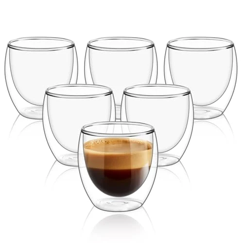 Organic 8oz Glass Coffee Mugs Set of 6 6 Count Top-Quality