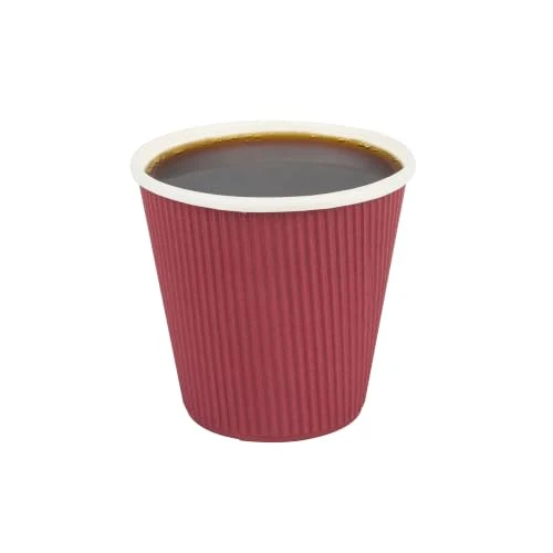 Environmentally Friendly Ripple Wall Coffee Cups 500 Count 8 Ounce Insulated Crimson Paper Cups High-Grade
