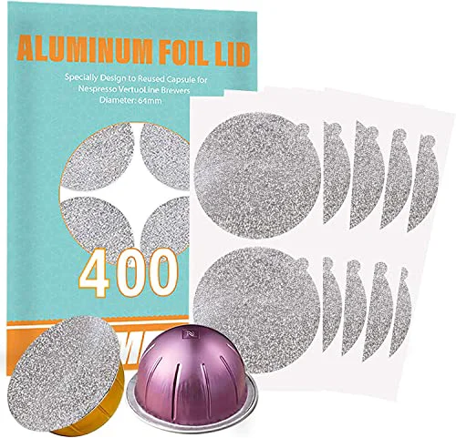 Efficient Aluminum Foils Lids to Reuse Vertuoline Capsules Coffee Pods Compatible with Nespresso VertuoLine Machine 64mm 400 Count Fashionable