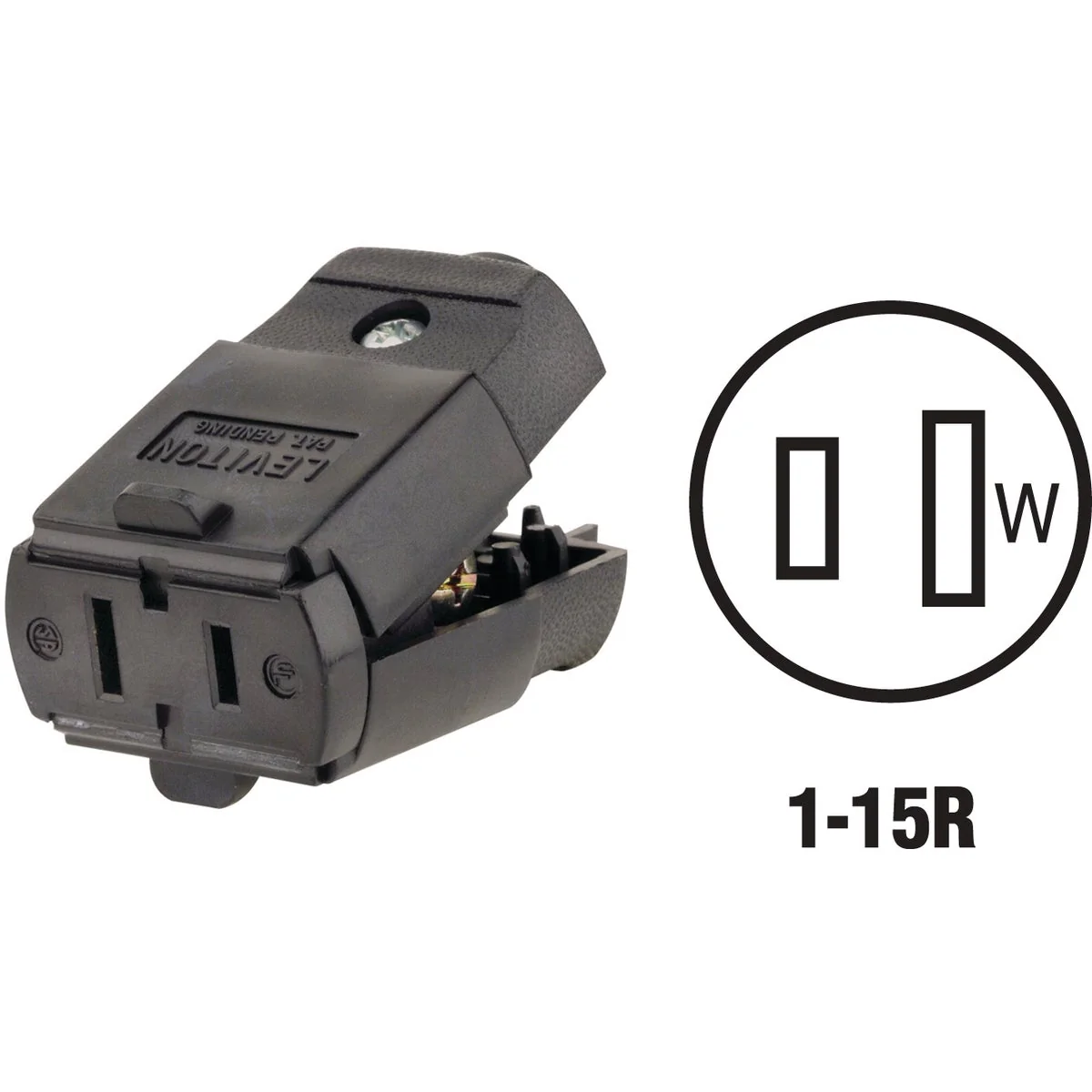 Effective Leviton 15A 125V 2-Wire 2-Pole Hinged Cord Connector Black High-Quality