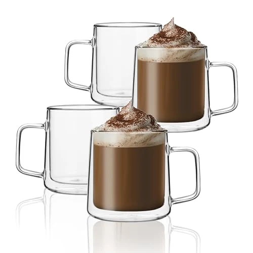 Pure 12oz Glass Coffee Mugs 4 Count Modern