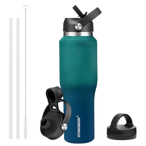 Luxury 40 oz Insulated Water Bottle with Straw fit in Car Cup Holder Powerful