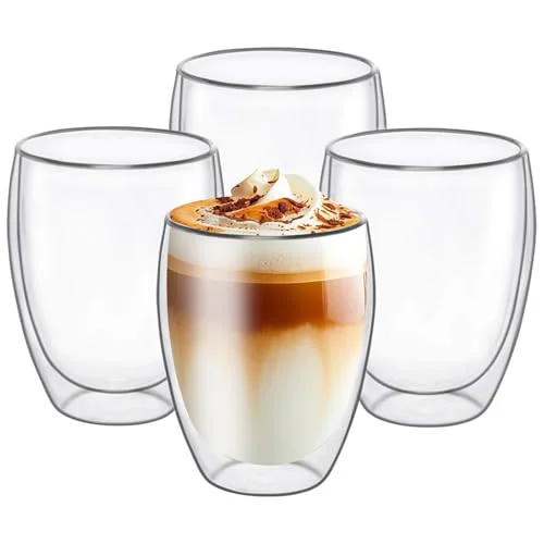 Sophisticated 6.8OZ Double Wall Espresso Cups Set of 4 4 Count Durable