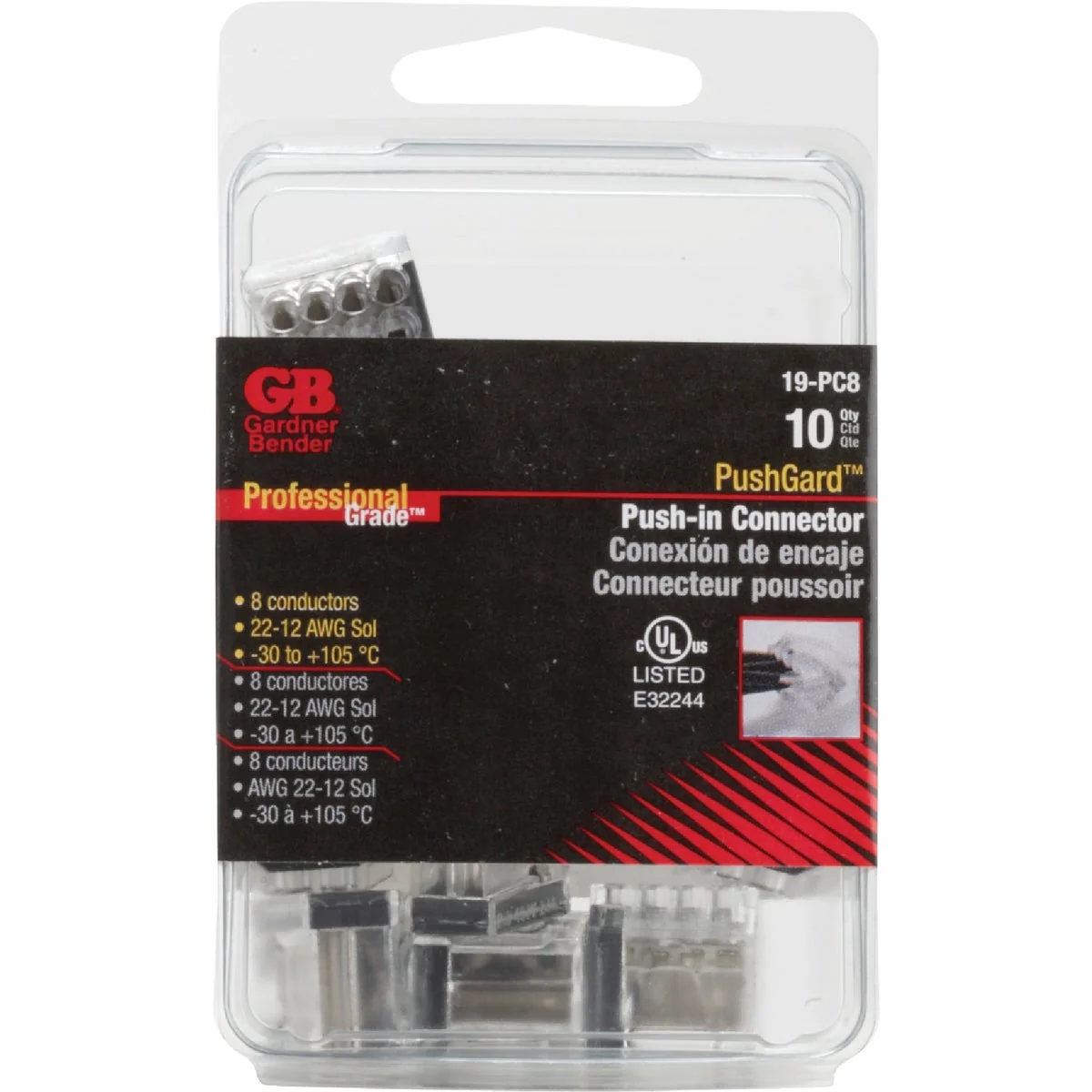 Genuine Gardner Bender PushGard 8-Port 600V Push-In Connector 10-Pack Next-Generation