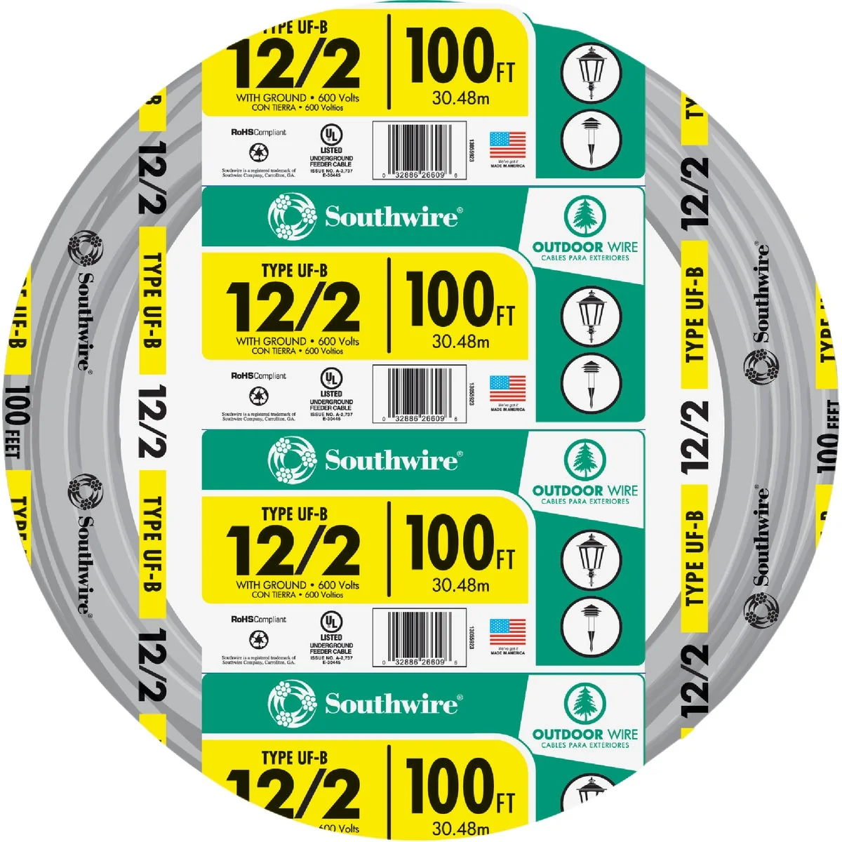 Official Southwire 100 Ft. 12 AWG 2-Conductor UFW G Electrical Wire Exclusive